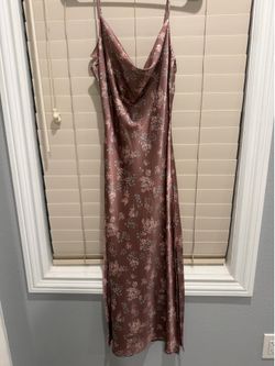 Slit Dress Floral Satin feel like material