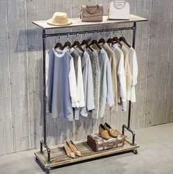 Clothing Rack w/ Casters & Shelves $75 each (2 Avail.)