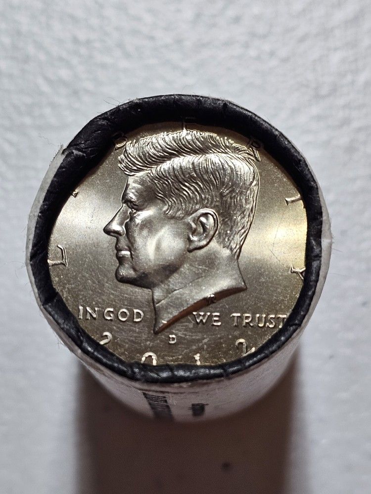 Roll of 2012-D Kennedy half dollars.