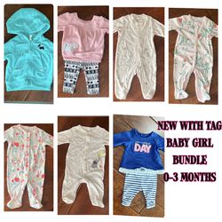 Carter’s Baby Girl Bundle lot Size 0-3 months 9pcs All NEW WITH TAG