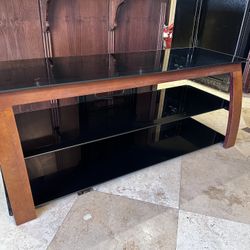Modern Wood & Glass TV Stand – Excellent Condition