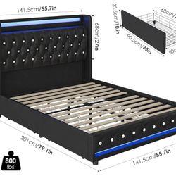 Queen Bed (multiple parts) No Box Spring Needed