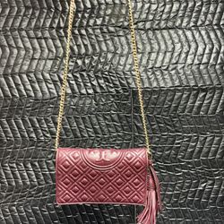 Tory Burch Fleming Quilted Wallet Leather Crossbody Bag 