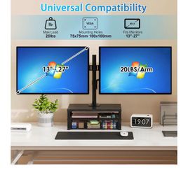 Dual Monitor Stand with Desk Organizer