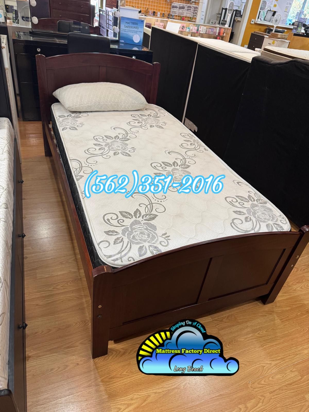 Twin Wooden Bed Frame Cama Con Trundle Colchones