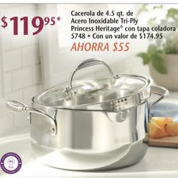 Cacerola De 4.5 Qt Tri Ply