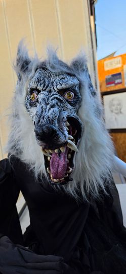 Fearsome Full-Head Werewolf / Wolfman Mask with Faux Fur