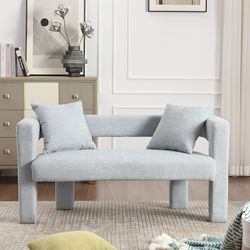 Modern Chenille Loveseat Sofa, 51" W Upholstered Accent Couch with Plywood Feet, Comfy Couch Rack for Living Room, Bedroom, Leisure Areas (Mint Green)