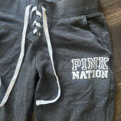 PINK Victoria's Secret Lace Up Detail Dark Grey Jogger Pants Women size XS