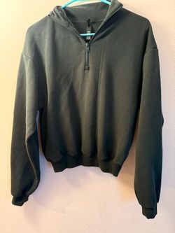 Skims Women’s Green Quarter-Zip Cropped Sweatshirt XXS