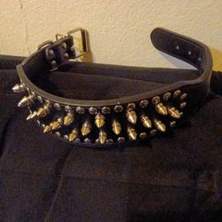 Leather Spiked Dog Collar For Medium Sized Dog Or Person