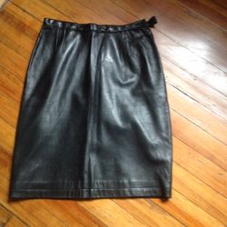 Real black leather skirt