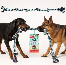 GIANT DOG TUG ROPE TOY for XXL breeds - 42” long rope toy for aggressive chewers - multiple colors & pack sizes