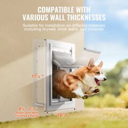 VEVOR 3-Flap Pet Door for Wall, Metal Frame with Lock, Energy-Efficient Insulated Pet Door, Easy to Install in Interior or Exterior Walls, Dog Door fo