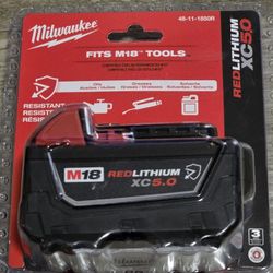 Milwaukee
M18 18-Volt 5.0 Ah Lithium-Ion XC Extended Capacity Resistant Battery Pack