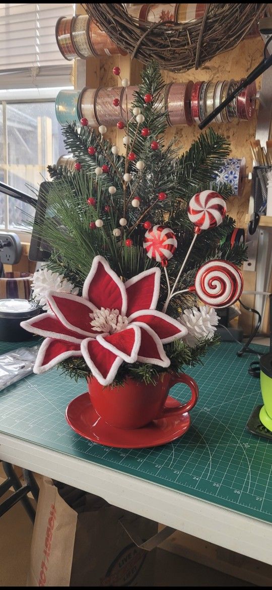Large Christmas Poinsettia Artificial Floral Arrangement