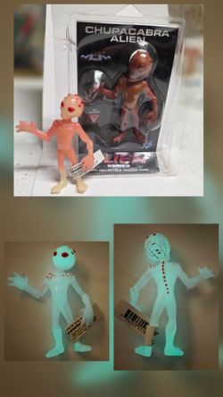 90s alien toys with rare glow version shadowbox Chupacabra