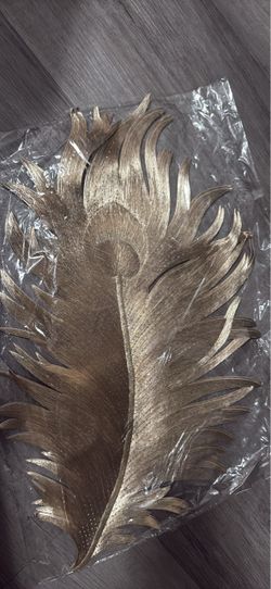 Rose Gold Metallic Decorative Feather Wall Art/table plate art