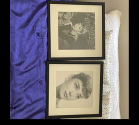 2 Vintage Custom Framed Audrey Hepburn Photos 15” By 15”