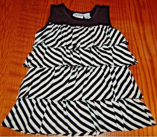Polly Flinders Girls 6X Black & White Striped Top