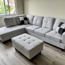New.Sectional Couch With Ottoman 