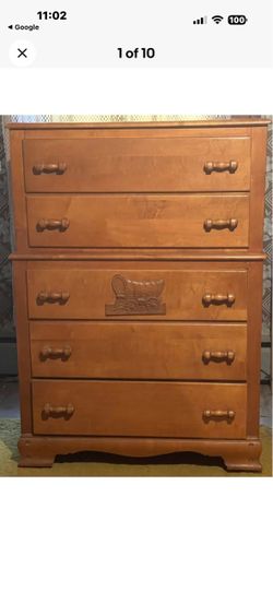 1950’s Virginia house maple covered wagon dresser