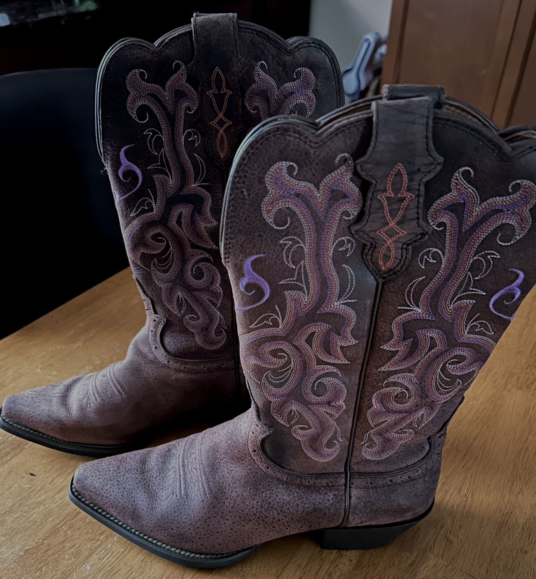 Justin Cowgirl Distress Multicolor Boots Stampede Women’s  Size 9B Western L2562