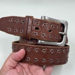 Fossil Genuine Leather Eyelet Brown Belt Size Large