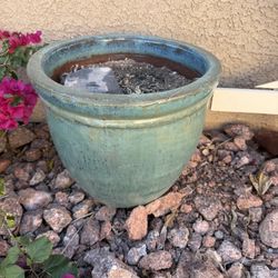 Large Ceramic Teal Blue Decorative Glazed Planter MUST GO