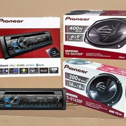 Pioneer Single Din Car Stereo CD Bluetooth USB Aux 2-Sets 6 1/2" 2-Way & 6x9" 3-Way Coaxial Speaker System 700 Watts Package 🚨 No Credit Needed 🚨 