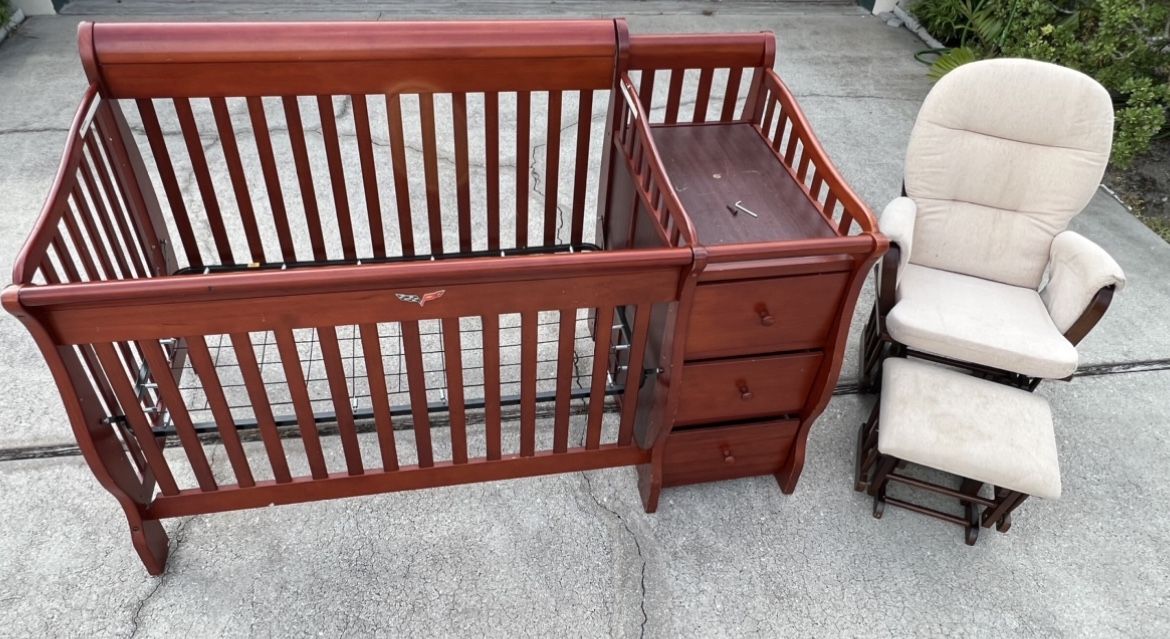 Baby Crib And Rocking Nursing Chair Only $39