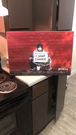 Banksy 'I Want Change' Canvas Print