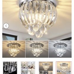 Modern Chrome K9 Crystal Flush Mount Chandelier – 3 Light – $25 Firm  📍 Pickup: S. Durango & 215 near IKEA  Brand new Chrome K9 Crystal ceiling chand