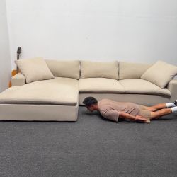 Good as New ⭐️ Utopia Sand Beige Performance Fabric 127" 2 pc Sectional Couch - Can Deliver