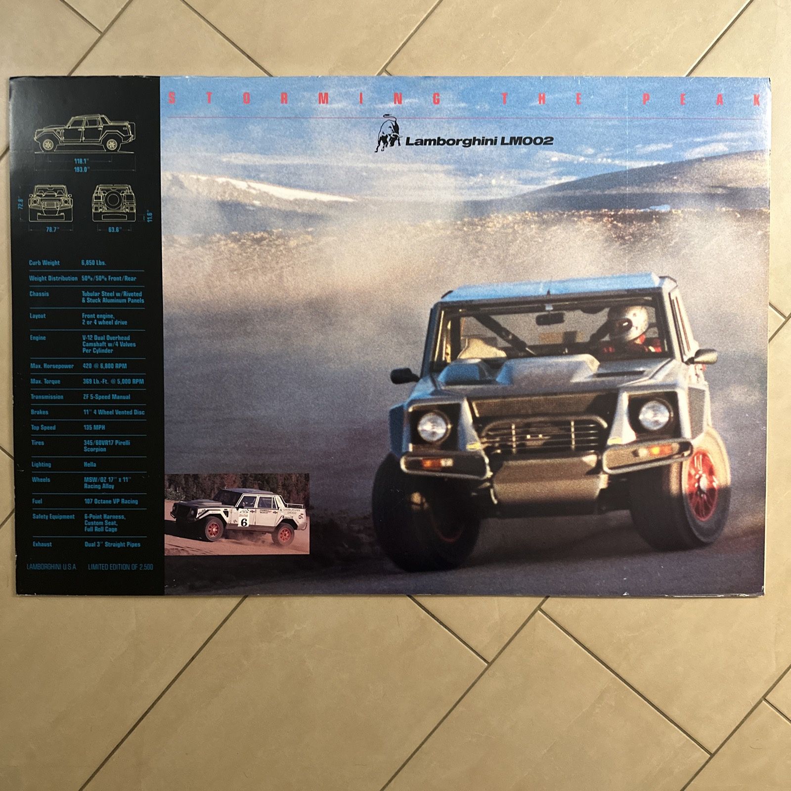 Limited & Vintage Lamborghini Lm002 Poster “Storming The Peak”