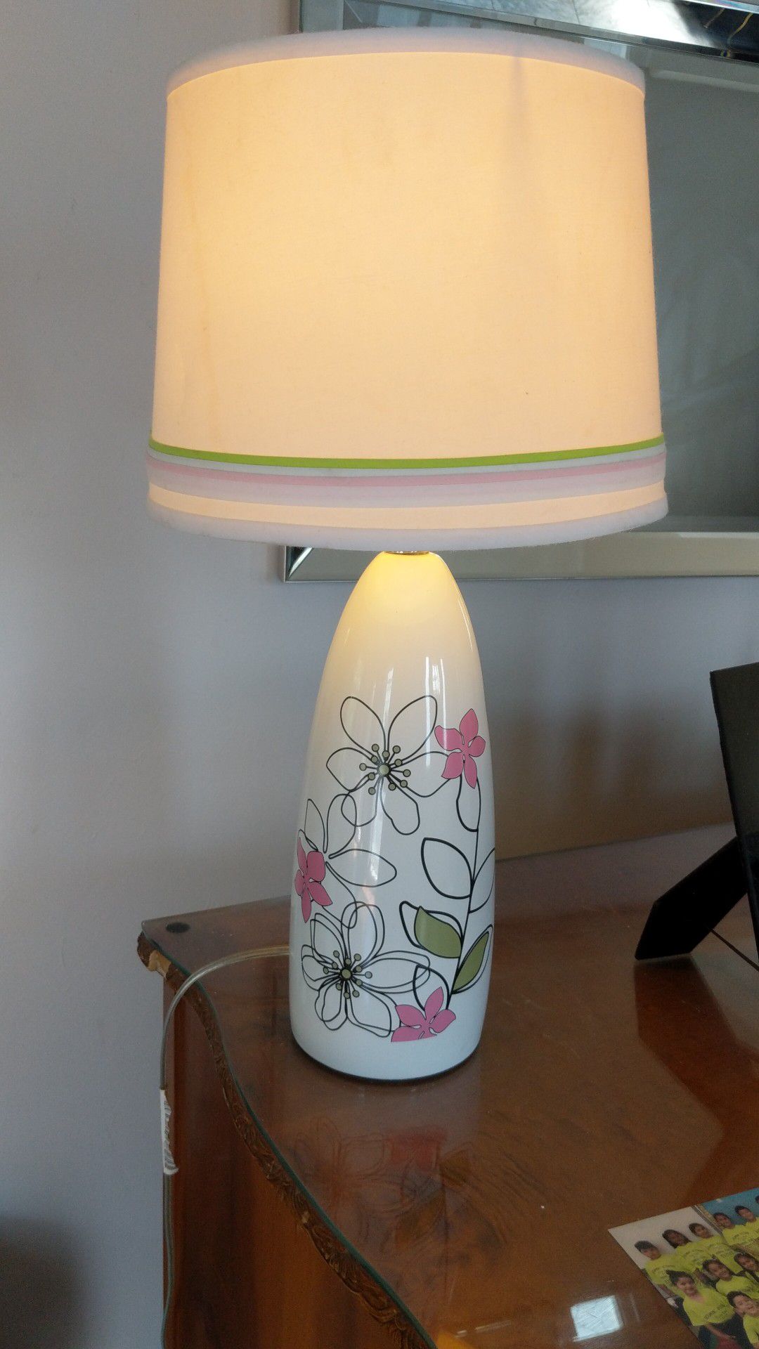 Beautiful white ceramic lamp with flower design