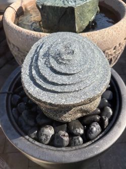 Custom Hand-Sculpted Concentric Ripple Granite Fountain ⛲️