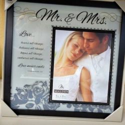 Wedding Decor Gift Wall Art New Mr. And Mrs. Love Bears All Things Verse 16" X 16"