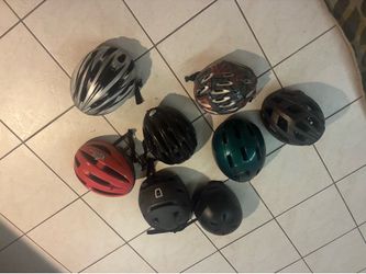Assorted bicycle helmets
