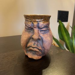 Art Pottery Sculpture Grumpy Face Jug Mug Folk Art Oddity Rare Signed