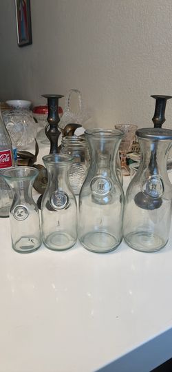Vintage Paul Masson Glass Wine Carafe Decanter Set (4 Pieces)