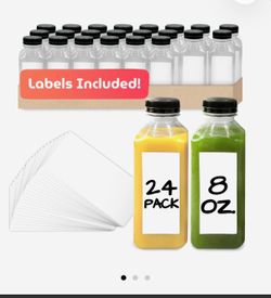NEW Juice Bottles w/ Black Lids & Labels – Bulk Box