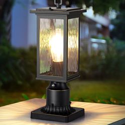 EDISHINE Water Ripple Glass & Aluminum Dusk to Dawn Outdoor Post Light-HOPL04A