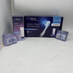 Go Smile Sonic Blue Teeth Whitening System W/ 2 Packs Gel 3.5oz , 4 Brush Head