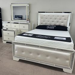 Queen Bedroom Set Includes Bedframe, Dresser, Mirror, Nightstand! Super Low Price Of $900