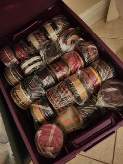 Big lot of handmade leather jars