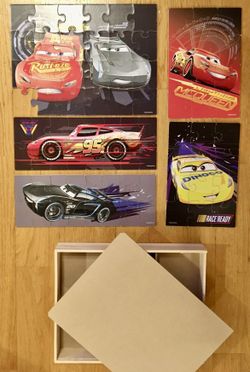 Disney Pixar Cars Movie 5 x Wooden Puzzles, McQueen Storm Dinoco 
