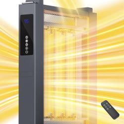 Uthfy Space Heaters for Indoor Use, Whole Room Electric Heater for Large Room, 1500W Quiet Mica Convection Heater with Thermostat, ECO, Remote, Wheel,