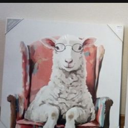 Framed Sheep Canvas Wall Home Decoration 