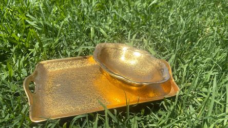  PICKARD CHINA GOLD DISH / BOWL # 151 Set/ Vintage Pickard Tray 9 1/2" x 5" Roses and Daisies, Pickard 464, Small Rectangular Tray, Display, Decor, Gi